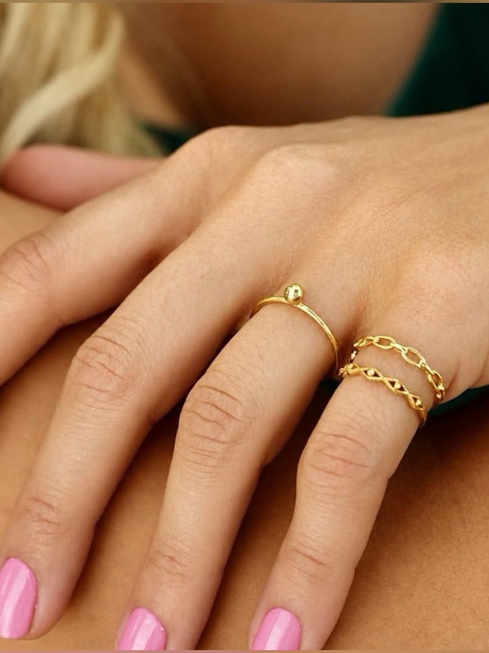 Minimalist 18K Gold Plate Stacking Ring Set